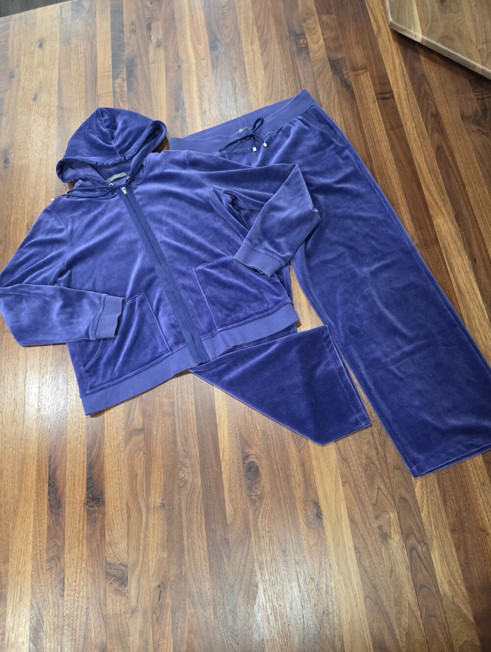 Vintage Velour Liz Claiborne Hoodie and Sweatpants Set in Deep Purple PetiteS/M